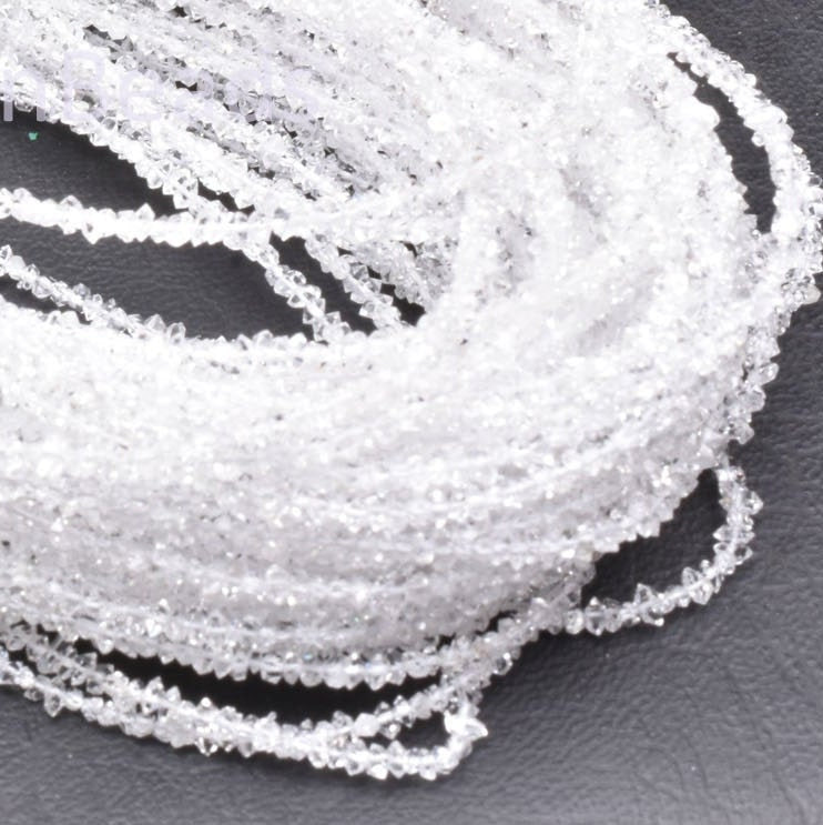 AAA Herkimer Diamond Nugget Shape Beads,16 inch, Natural White Diamond Quartz Polish Rough Faceted Beads,13 Carat Strand, Tiny Raw Bead SALE
