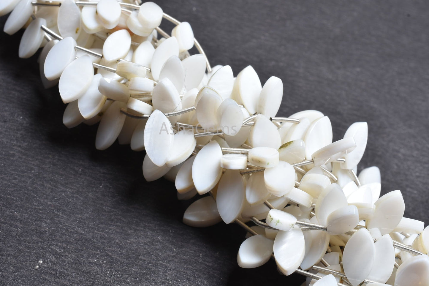 Beautiful White Mother Of Pearl Fancy Marquise Shape Beads, Natural MOP Flat Marquise Side Drill Gemstone Beads Mother Of Pearl Bead Jewelry