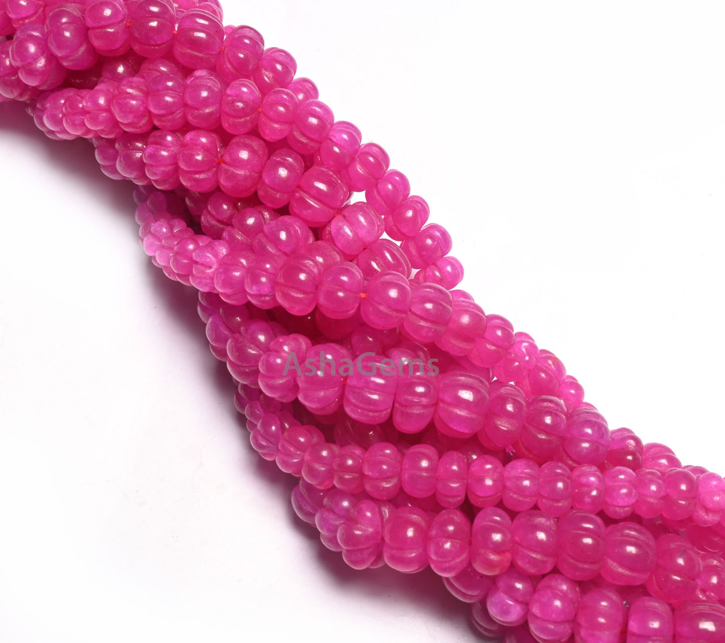 Beautiful Pink Quartz carving Watermelon Beads, Fine Pink Quartz Carved Handmade Pumpkin Gemstone Melon Beads Curved Necklace Jewelry Crafts