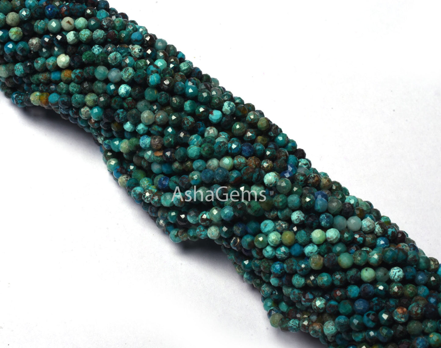 2.5 mm Beautiful Blue Chrysocolla Faceted Rondelle beads, Shaded Multi Blue Chrysocolla micro Cut Gemstone bead,13" Strand Chrysocolla Beads