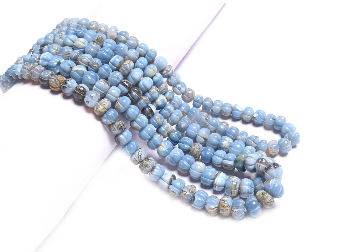 Beautiful Blue Oregon Opal Carved Watermelon Shape Beads,Shaded Blue Boulder Opal Rondelle Carving Opal Melon Handmade Gemstone Bead Jewelry