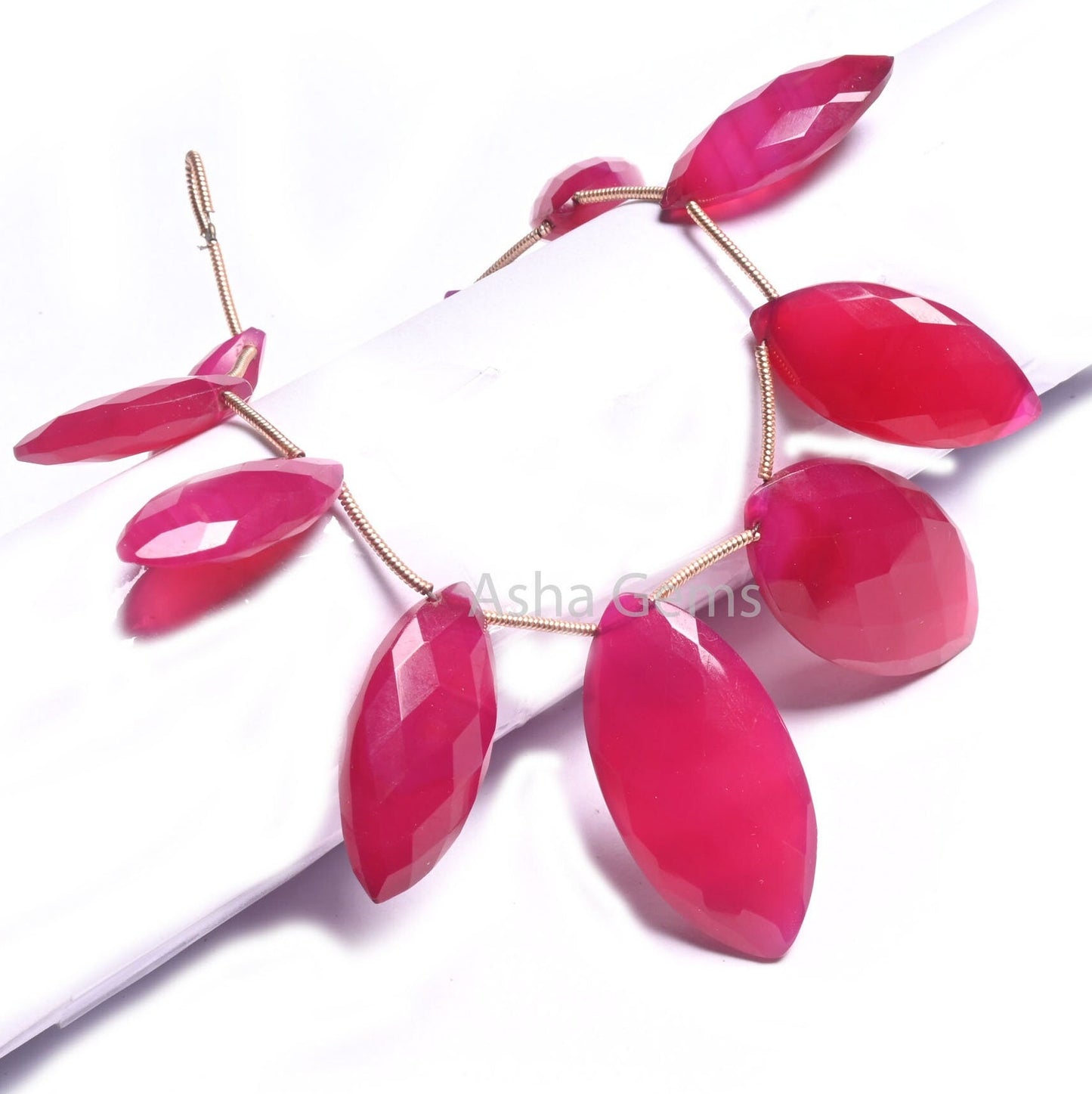 AAA Quality Hot Pink Chalcedony Marquise Shape Faceted Gemstone Beads, Pink Chalcedony Marquise Briolette Side Drill Bead Jewelry Craft SALE