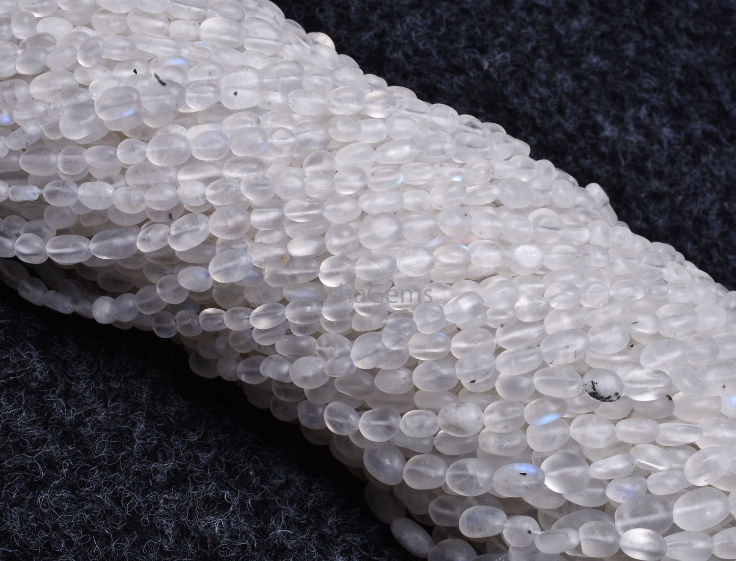 Blue Fire Rainbow Moonstone Smooth Mat Finish Oval Beads,13"Strand Natural White rainbow Moonstone handmade Uneven Oval Beads Jewelry Making (AG 6568 )