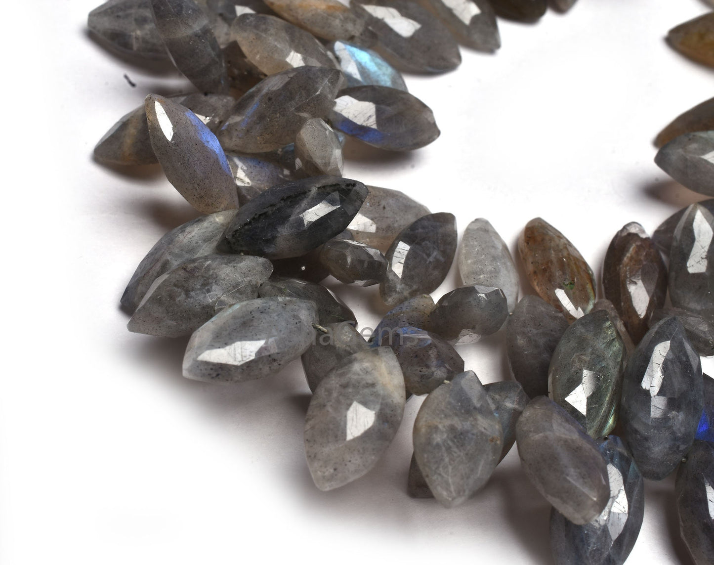 Natural Labradorite Faceted Marquise Shape Gemstone Beads,8.5"Strand Multi Fire Labradorite Bead, Black rainbow Marquise Briolette Bead SALE