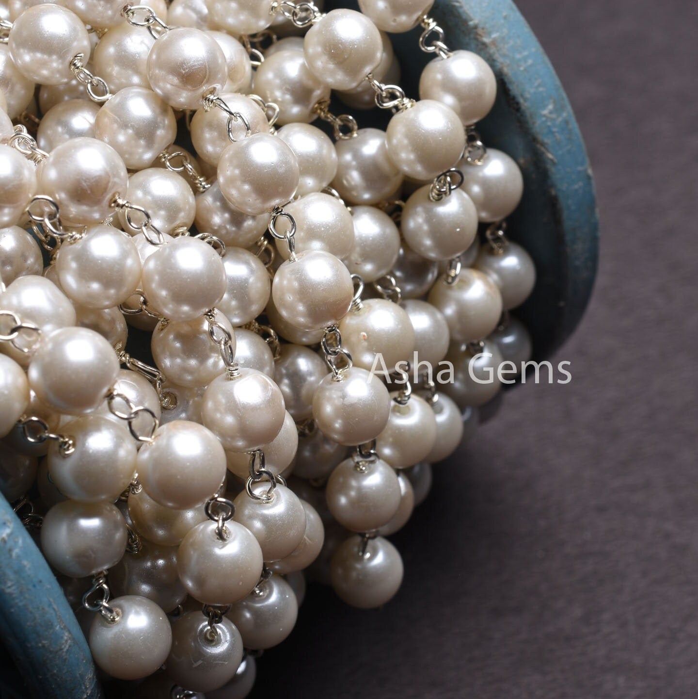 8mm Beautiful White Pearl Hydro Rondelle Beads Rosary Chain Gold Silver Copper Plated Wire Wrap Chains Jewelry Making Necklace Chain By Feet