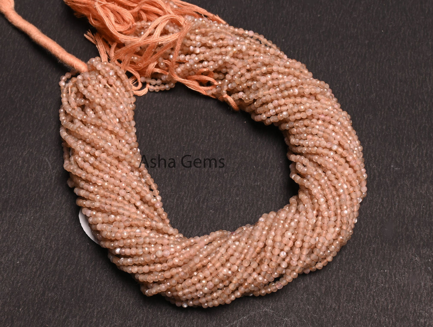 2.5 mm Peach Moonstone Micro Cut faceted Rondelle Gemstone Beads, AAA Quality Pink Moonstone machine Cut Tiny Beads Moonstone Jewelry Crafts