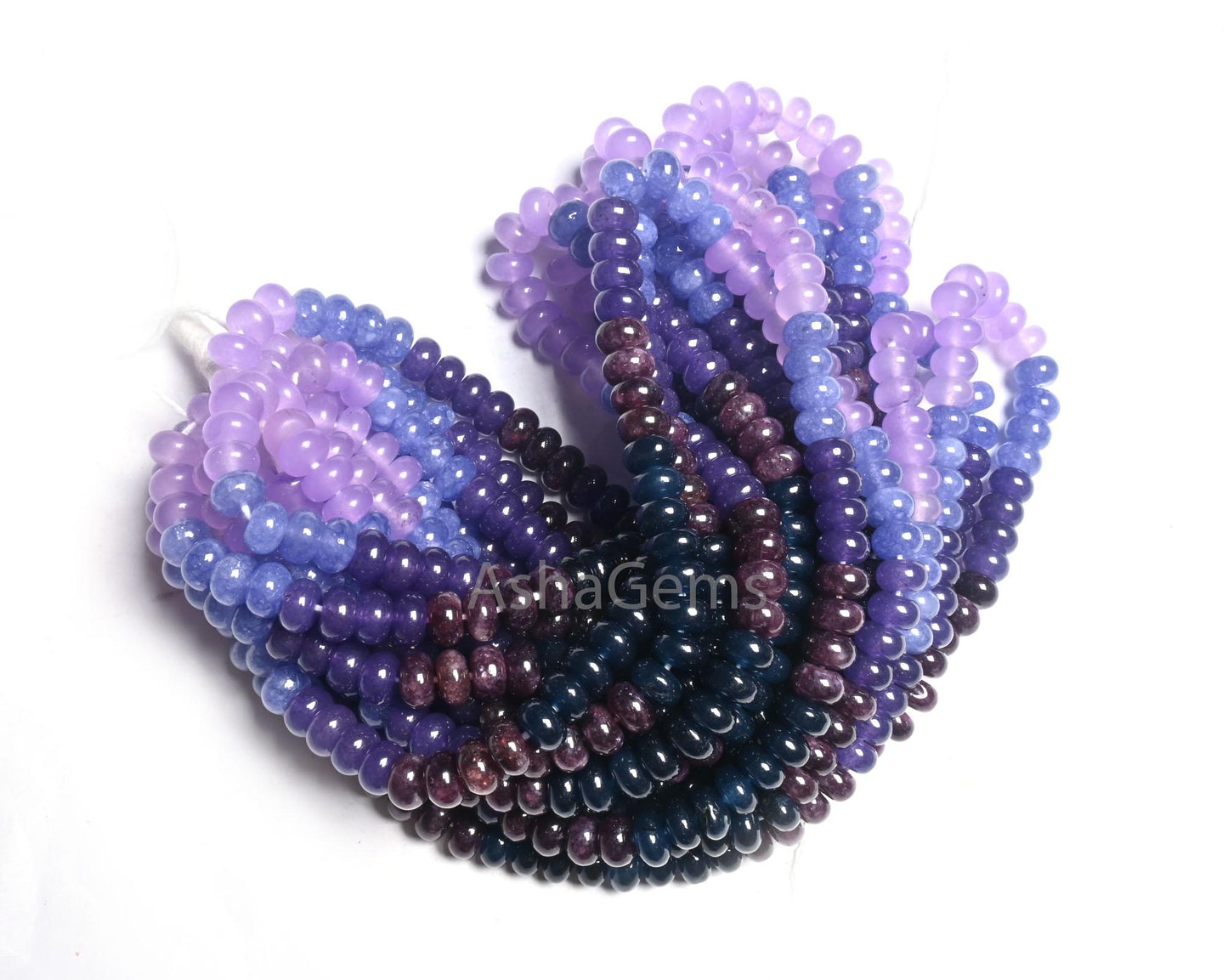 Beautiful Multi Blue Jade Quartz Smooth Rondelle Gemstone Beads,8 mm Disco Shaded Blue Brown Lavender Color Quartz Bead Jewelry making Craft (AG 12306)