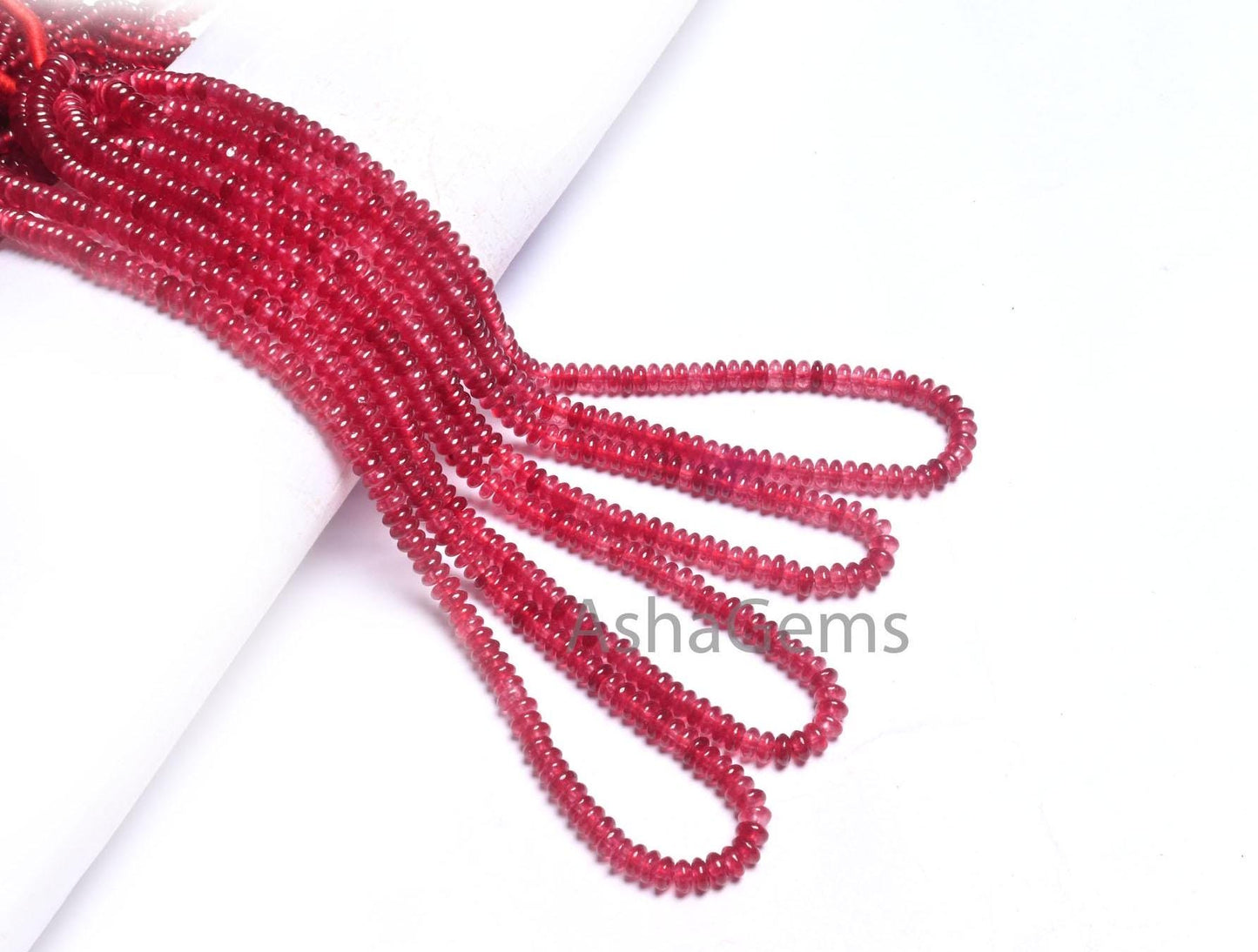 AAA Quality Red Jade Quartz Smooth Rondelle Beads,3.5, 4.5 mm Red Jade handmade Gemstone Beads, Jade Quartz Beads Jewelry Making Craft SALE