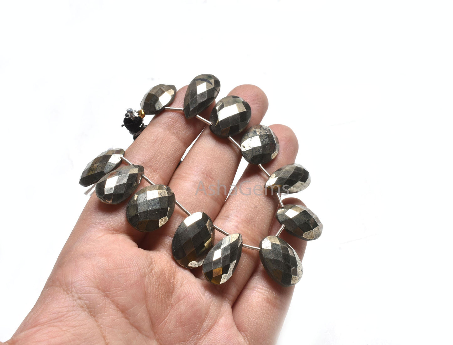 Natural Pyrite Faceted Oval+ Pear Shape Side Drill Beads,10x20-13x18 mm Pyrite Beads, Copper Pyrite Fancy Mix Shape Gemstone Briolette Beads