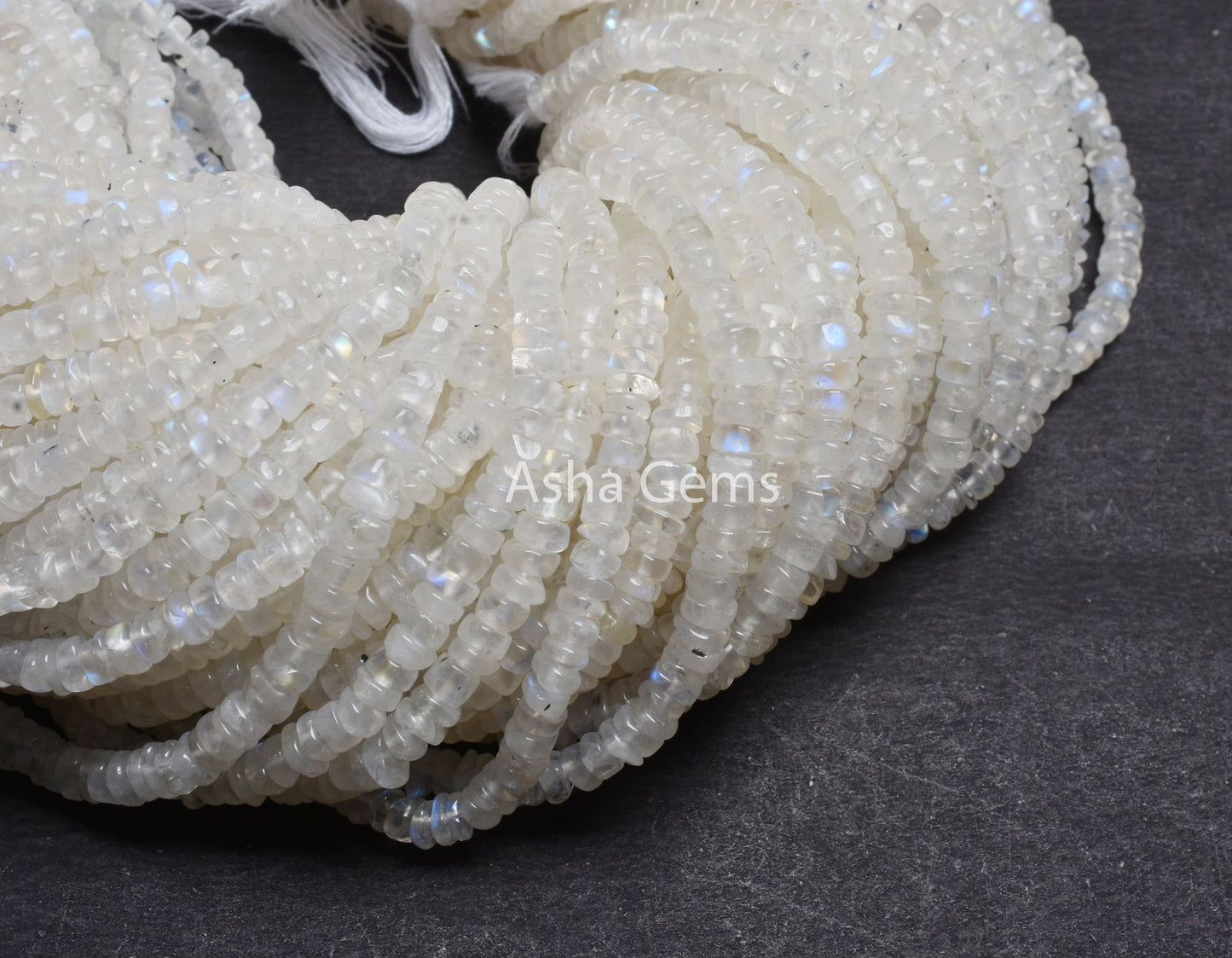Natural Flash Rainbow Moonstone Smooth Gemstone Beads,12" Strand Blue Fire White Rainbow Uneven Shape Rondelle Handmade Beads Jewelry Crafts