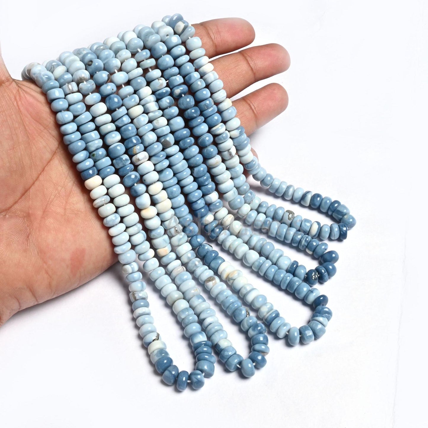 Beautiful Blue Oregon Opal Smooth Gemstone Beads, Shaded Blue White Opal Plain Handmade Rondelle Uneven Beads, Pigeon blue Opal jewelry SALE