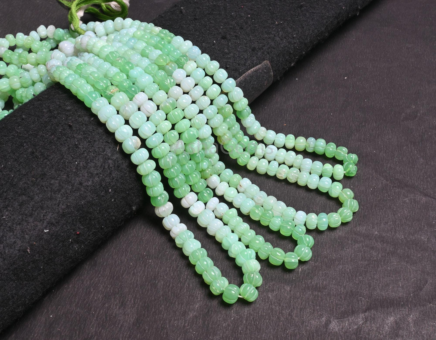 Beautiful Green Parrot Opal Carved watermelon beads, Fine mint Green Opal Shaded Carving Pumpkin Opal Fancy Hand Carve Bead Jewelry Necklace