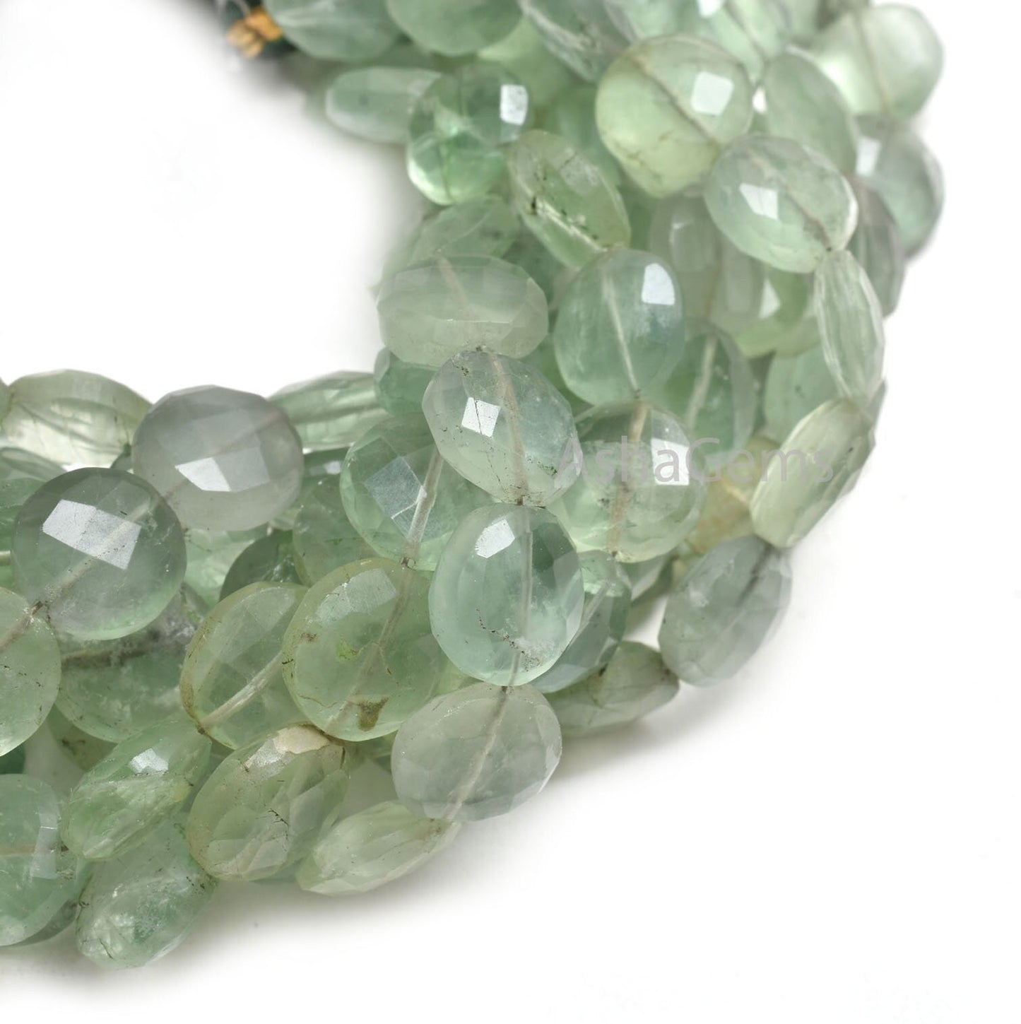 11 mm Beautiful Fluorite faceted Coin Gemstone Beads,8" Strand Natural Light Green Fluorite Coin Briolette Straight Drill Bead Jewelry Craft