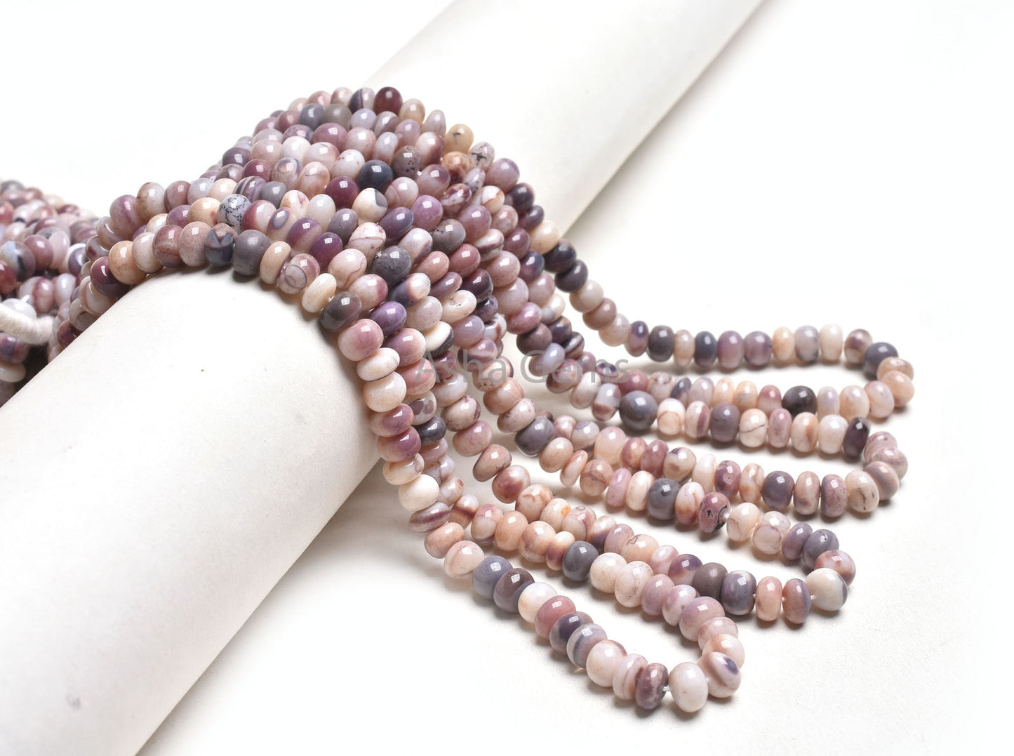16 Inch Strand Purple Opal Smooth Rondelle Gemstone Beads,7-8 mm Plum Purple Opal Plain Handmade Beads, Opal Beads Jewelry Making Craft SALE
