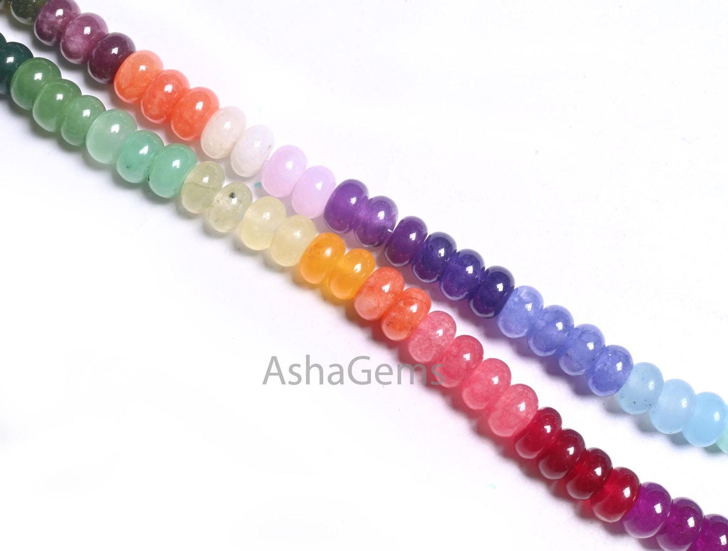 16" AAA Quality Multi Jade Quartz Smooth Rondelle Beads Necklace,8 mm Shaded Rainbow Quartz Plain Gemstone Beads Necklace Jewelry handicraft