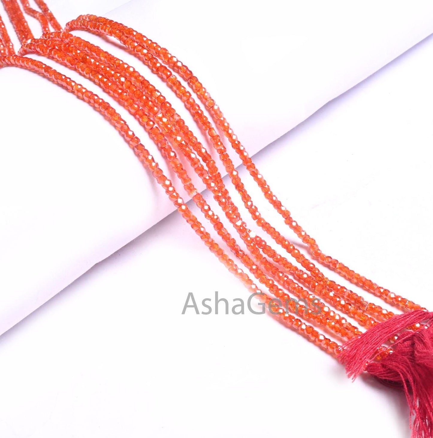 2.5 mm Beautiful Orange Zircon faceted Micro Cut rondelle Tiny beads, 13" Orange Cubic Zircon Machine Cut Beads Jewelry Necklace Crafts SALE