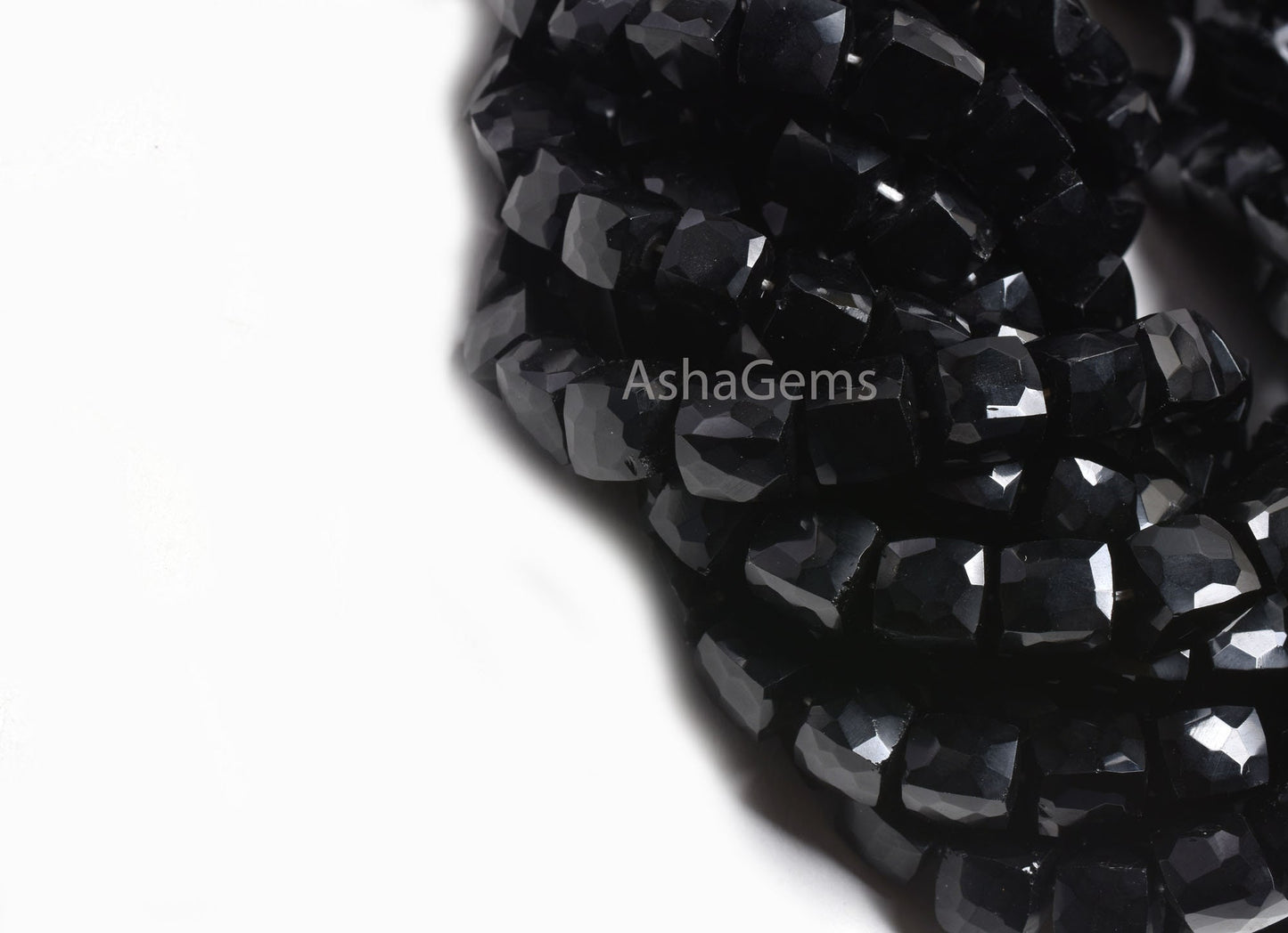 Fine Quality Black Onyx Faceted Cube Shape Gemstone Beads,8" Black Onyx 3D Cube Box Indian Cut Beads Onyx Center Drill Box Bead Jewelry SALE