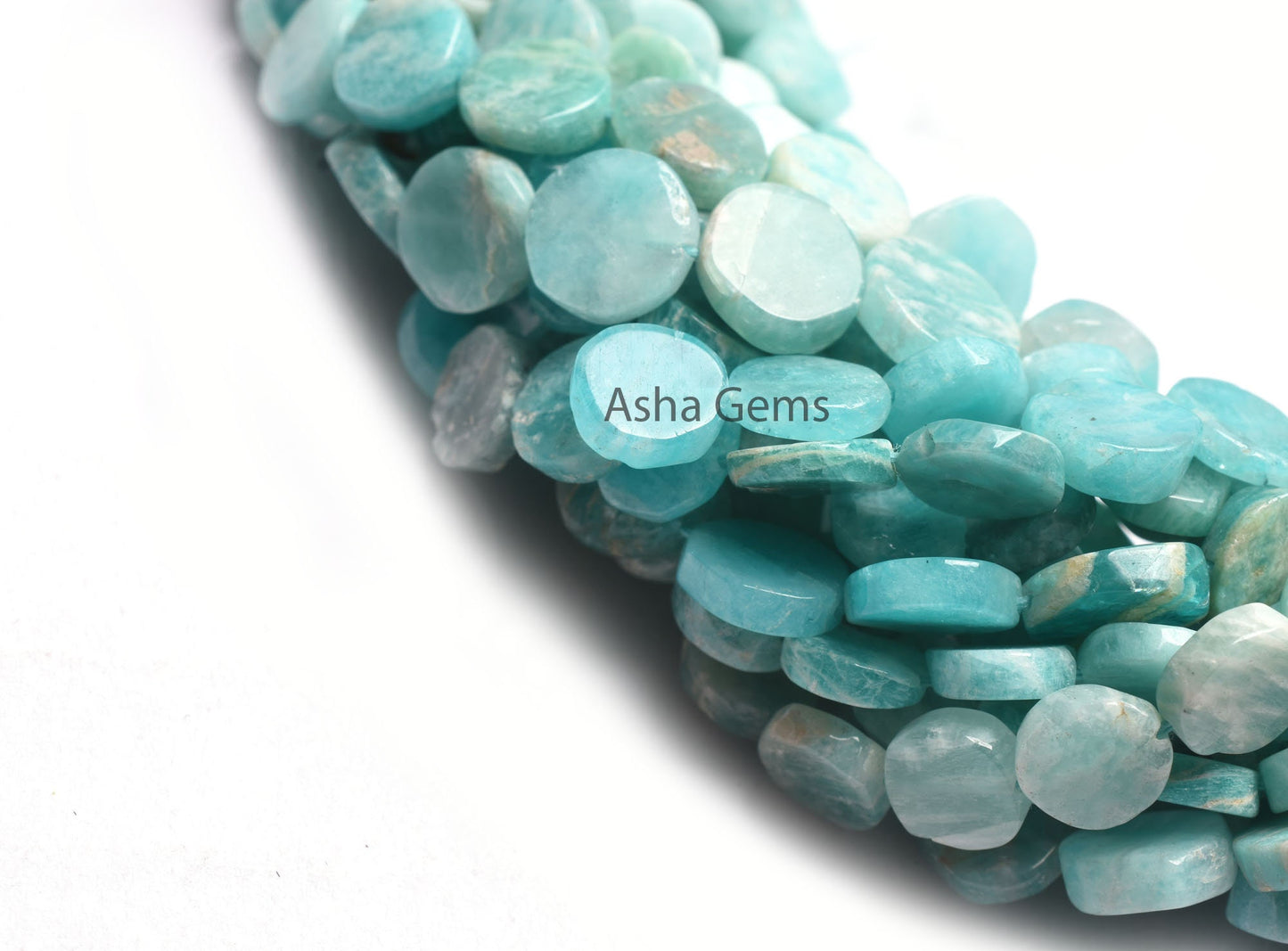 Beautiful Amazonite Smooth Coin Gemstone Beads,13" Natural Blue Amazonite Uneven Coin Straight Drill Handmade Bead, Amazonite Beads Jewelry