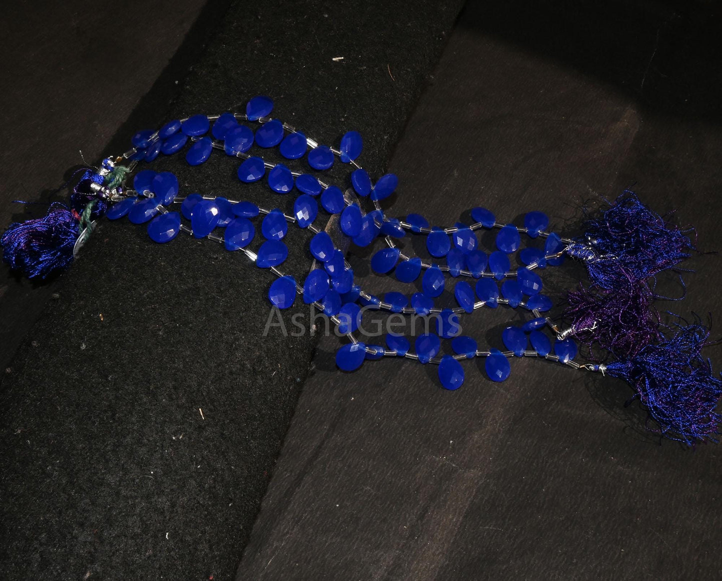Beautiful Royal Blue Quartz Hydro faceted Pears Side Drill Beads,8" AAA Blue Hydro Faceted Teardrop Briolette Bead Jewelry Making Craft SALE