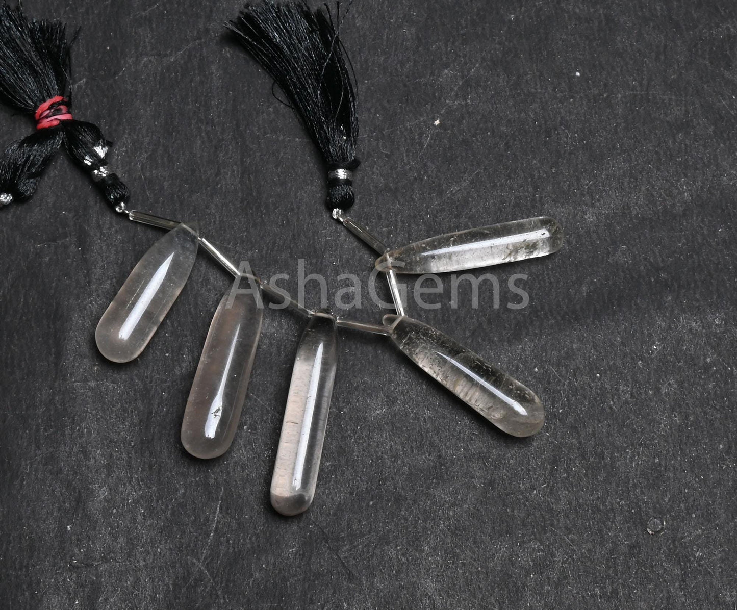 Natural Smoky Quartz Fancy Long Pencil Drop Beads, Smoky Smooth Handmade Teardrop Side Drill Gemstone Smoky Bead For Jewelry Handicraft SALE
