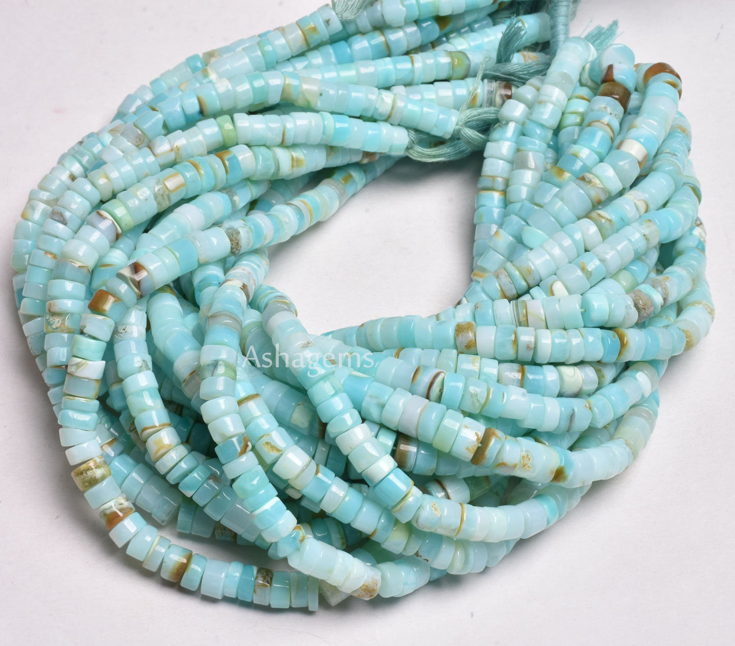 Peru Blue Opal Smooth Tyre Shape Beads,6mm Peru Boulder Opal Plain Beads,12.5" Sky Blue Opal wheel Shape Beads, Opal Bead Jewelry Craft SALE