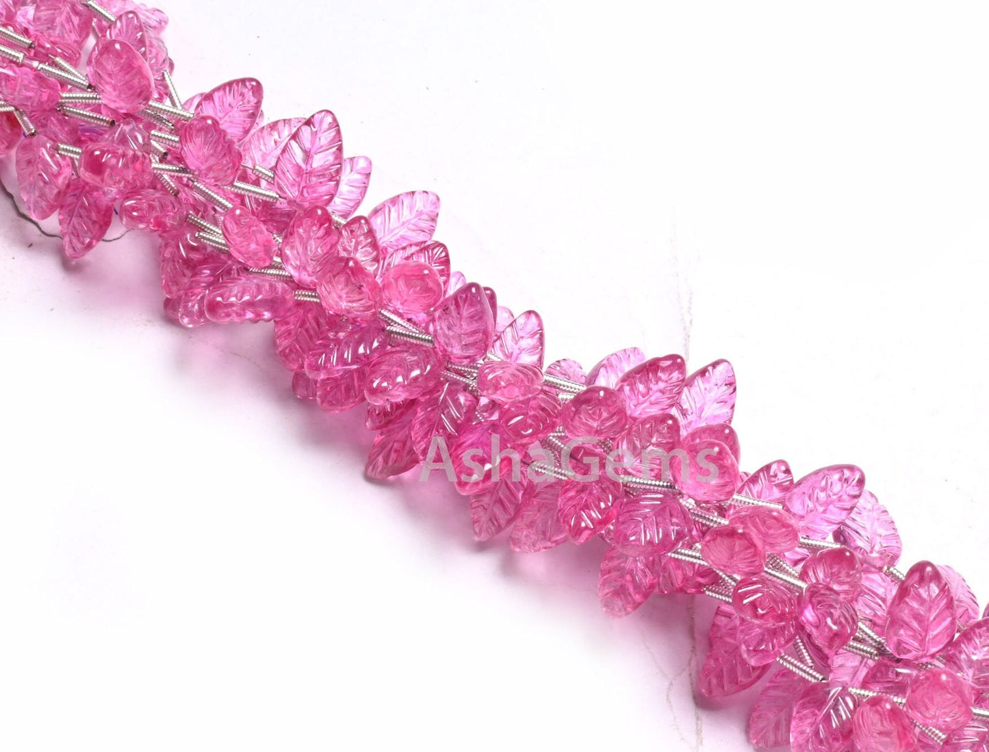 AAA Quality Pink Coated Topaz Fancy Leaf Shape Gemstone Carving Beads,8" Topaz Carved Pear Briolette Handmade Bead Jewelry making Handicraft