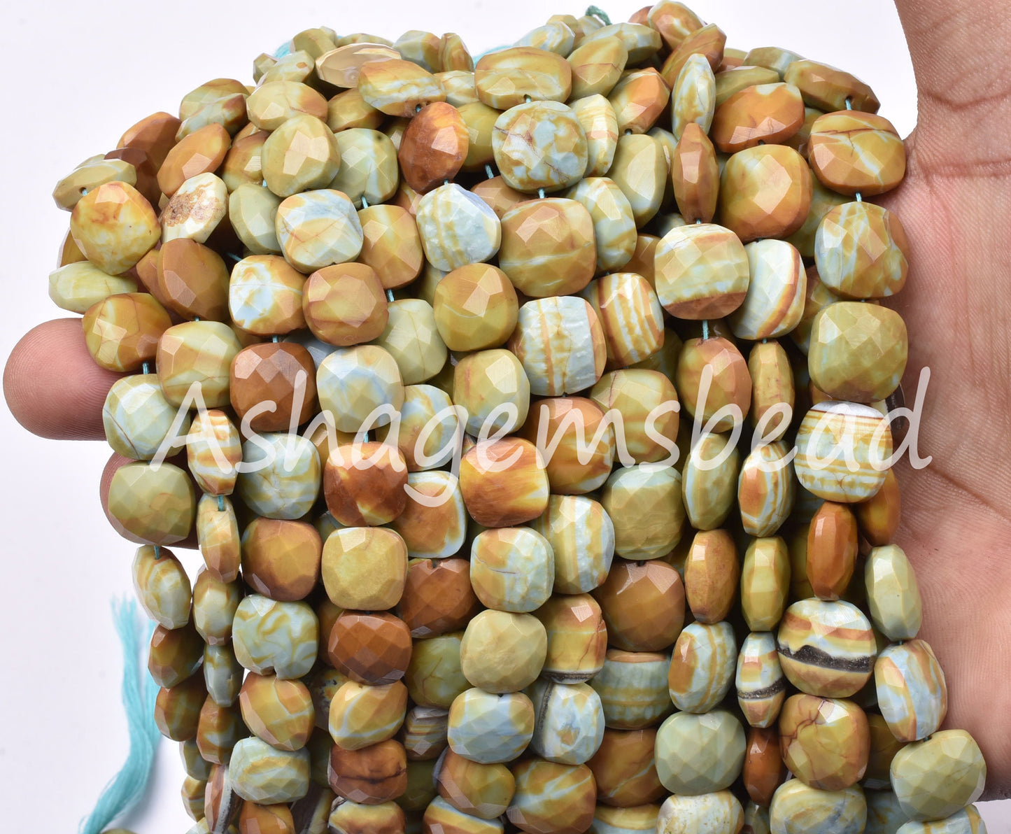 Beautiful Green Boulder Opal Faceted Cushion Shape Beads,11-14 mm,Boulder Opal Fancy Shape Cushion Beads,Opal Gemstone Beads For Jewelry,8"