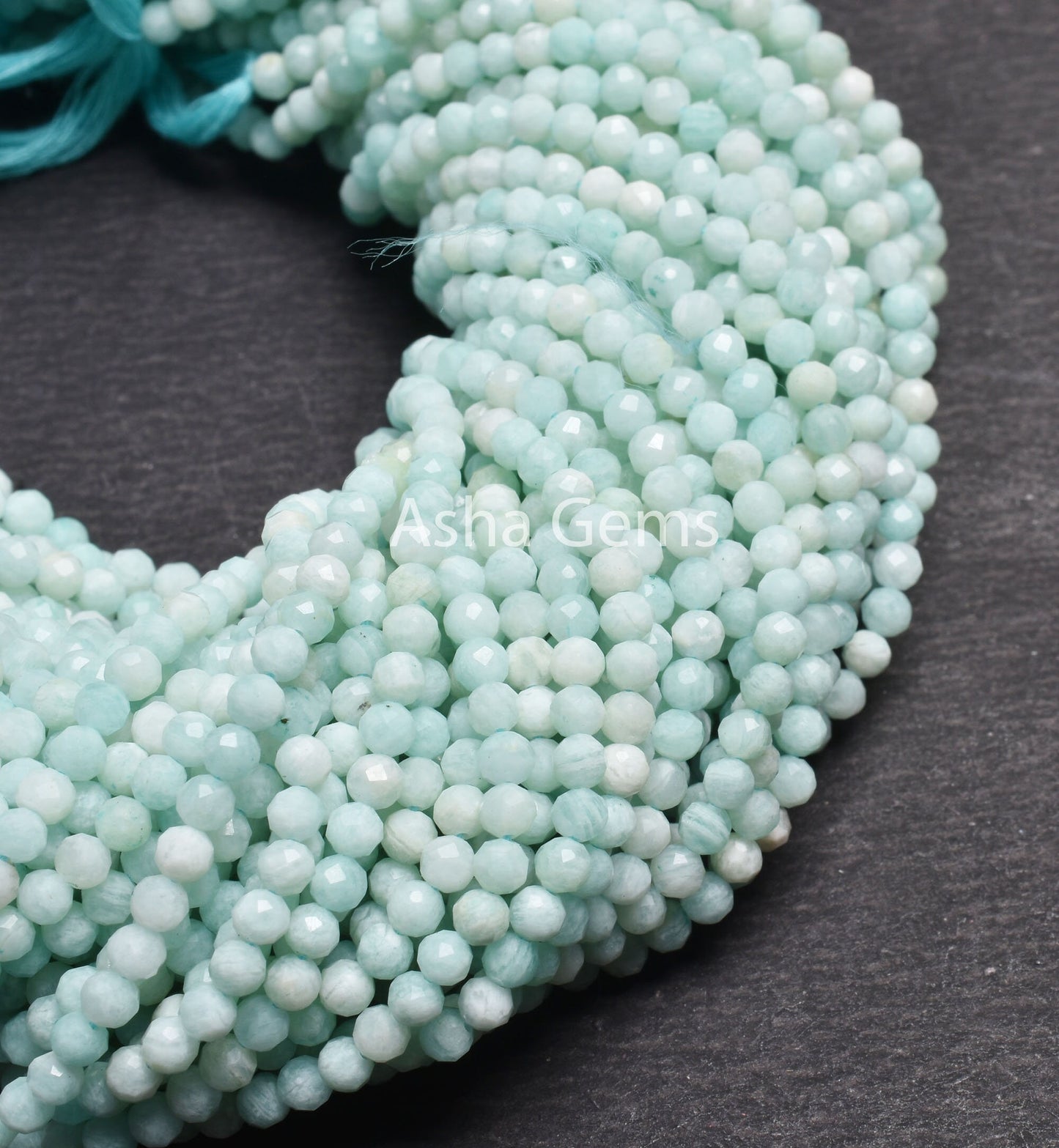 3.6 mm Natural Amazonite Micro Cut Round Gemstone Beads, Fine Blue Amazonite Machine Cut Round Ball Bead, Amazonite Bead Jewelry Crafts SALE
