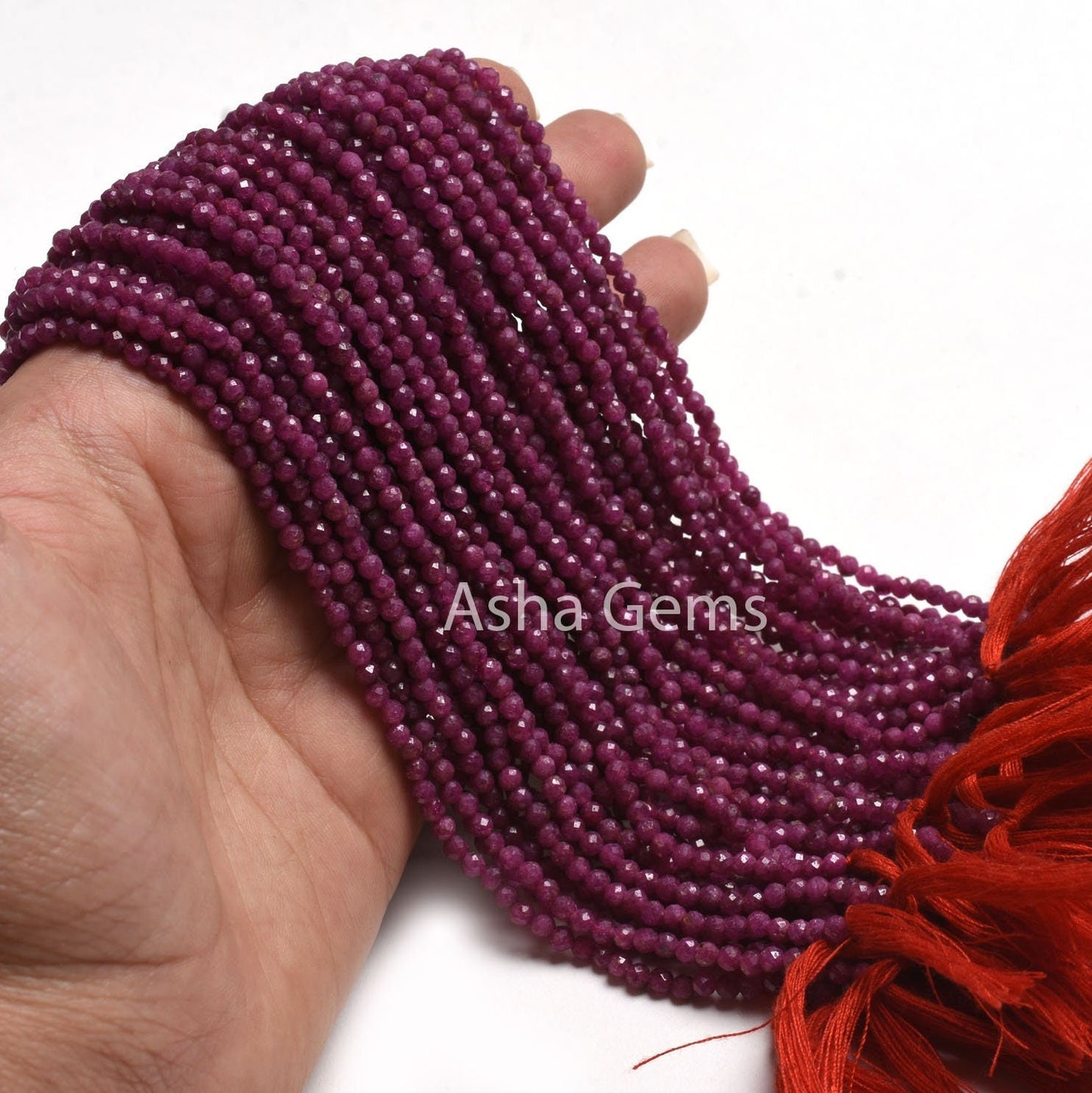 3.2 mm Natural Ruby Faceted Micro Cut Beads, Fine Real Red Ruby Machine Cut Rondelle Gemstone Beads, Rare Genuine Ruby Bead Necklace Jewelry