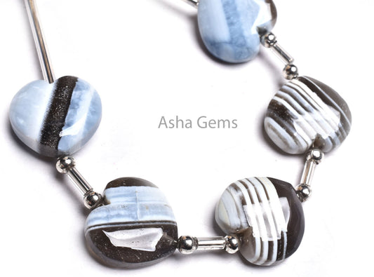 Beautiful Boulder Opal Carving Heart Shape Straight Drill Beads,15 mm Blue Boulder Opal Smooth Carved Heart Gemstone Blue Opal Beads Jewelry