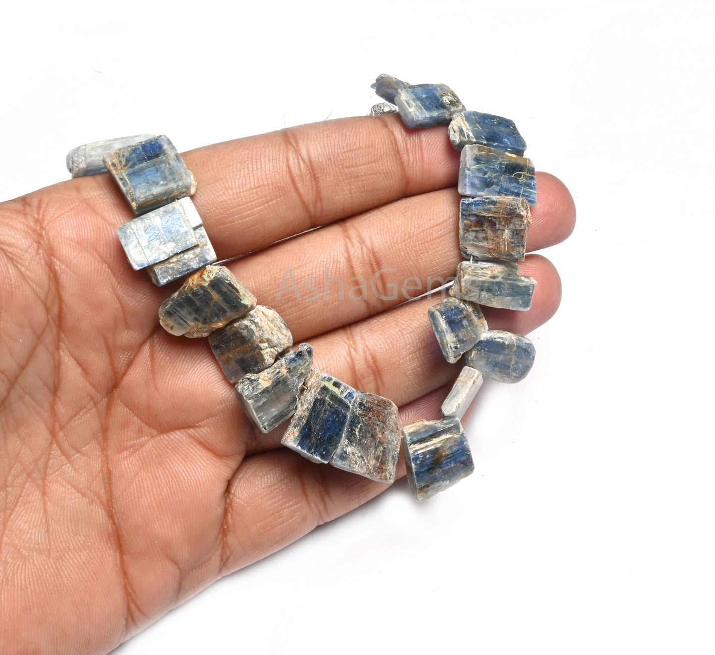 Beautiful Kyanite Smooth Raw Slice Uneven Beads,8"Strand natural Blue Kyanite Flat Rough Unshape Gemstone Kyanite Beads Jewelry Making Craft