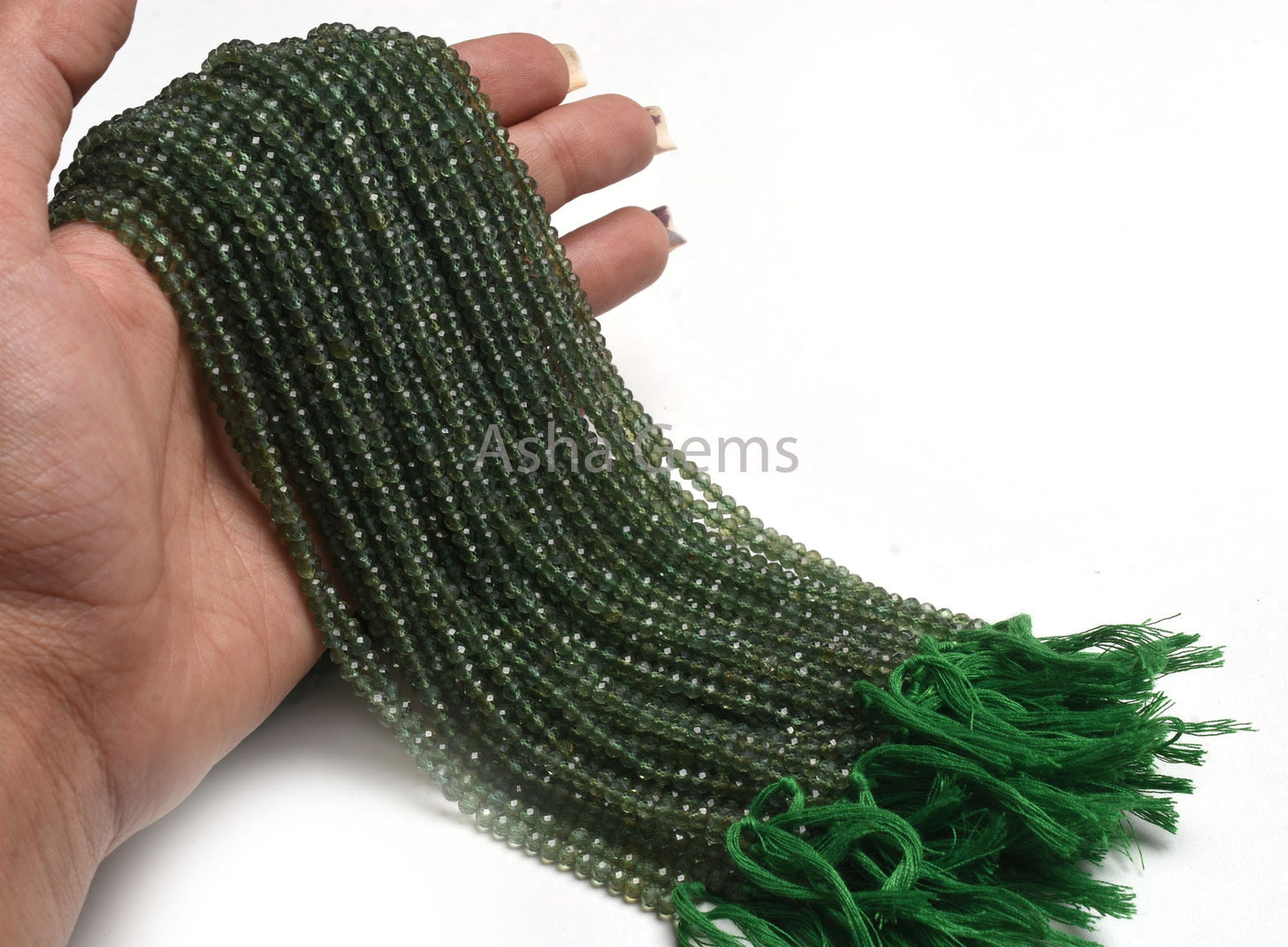 AAA Green Apatite Faceted Rondelle Beads,3.60 mm Natural Apatite Micro Cut Gemstone Beads,13" Strand Green Apatite Machine Cut Beads Jewelry