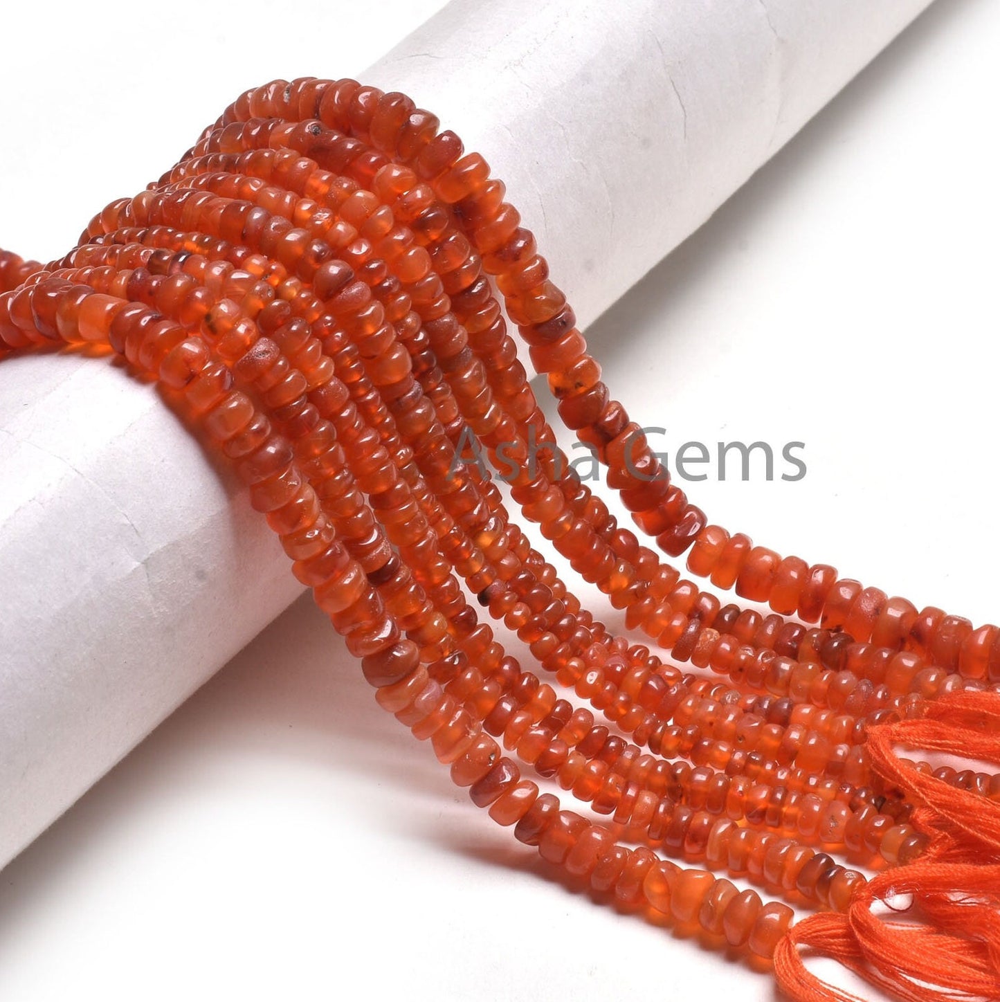 Beautiful Carnelian Smooth Gemstone Beads,12" Red Orange Carnelian Plain Handmade Flat Rondelle Uneven Beads Carnelian Jewelry Making Crafts