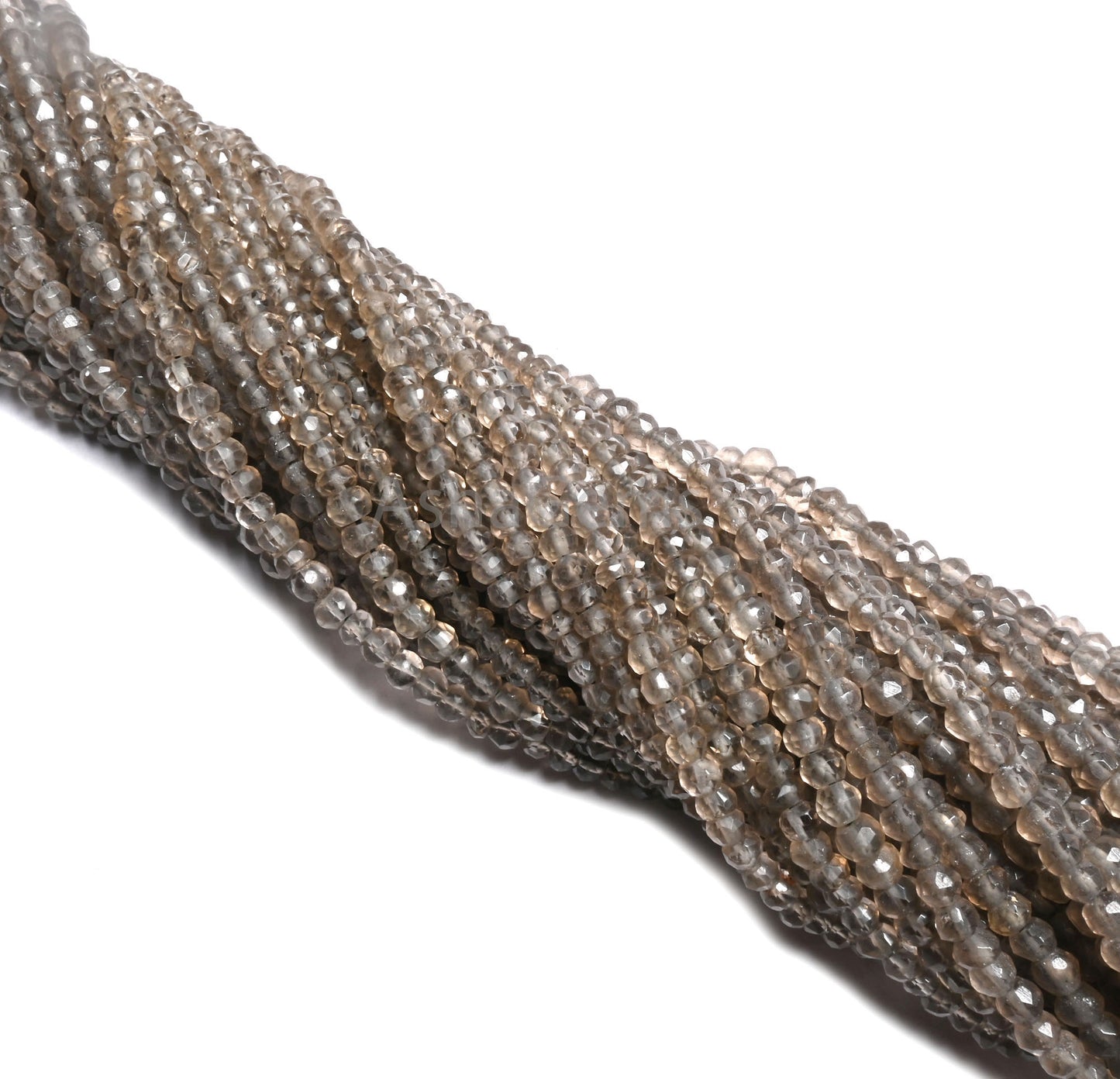Fine Smoky Quartz Faceted Indian Machine Cut Beads,12.5" Natural Gray Smoky Faceted Gemstone Loose Smoky Quartz Bead Jewelry making Necklace