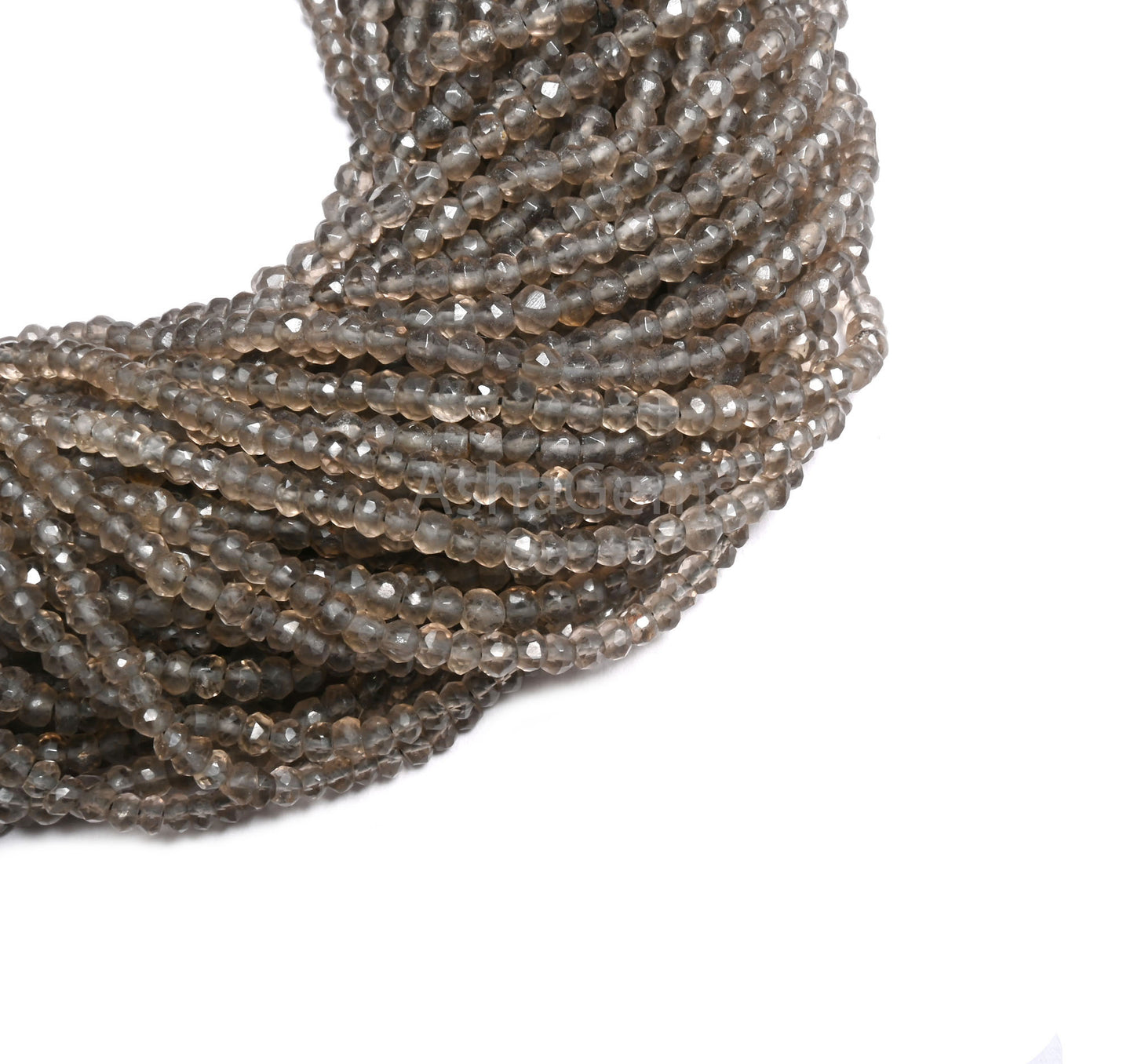 Fine Smoky Quartz Faceted Indian Machine Cut Beads,12.5" Natural Gray Smoky Faceted Gemstone Loose Smoky Quartz Bead Jewelry making Necklace