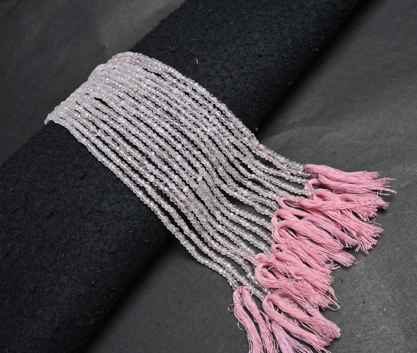 Beautiful Pink Rose Quartz Indian Machine Cut Faceted Rondelle Beads, Natural Rose Quartz Faceted Gemstone Loose Beads Jewelry Making Crafts ( SKU 15581)