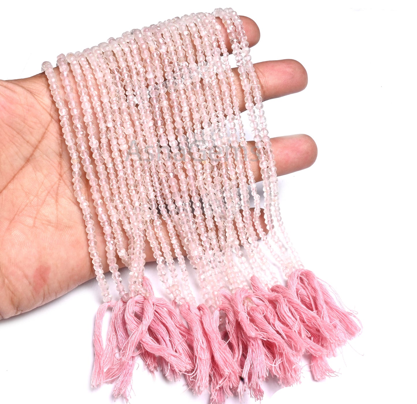 Beautiful Pink Rose Quartz Indian Machine Cut Faceted Rondelle Beads, Natural Rose Quartz Faceted Gemstone Loose Beads Jewelry Making Crafts ( SKU 15581)