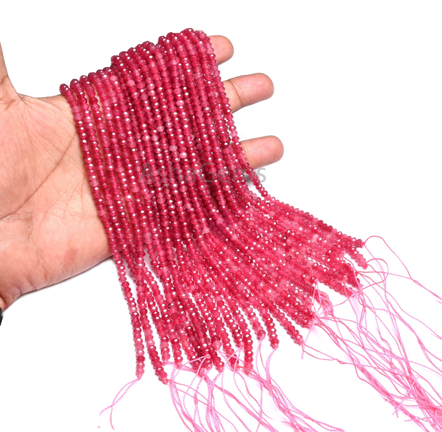 Beautiful Rubellite Pink Jade Quartz micro faceted Rondelle Shape Beads,4.5mm Fine Pink Jade Quartz machine cut Gemstone Bead Jewelry Making Craft