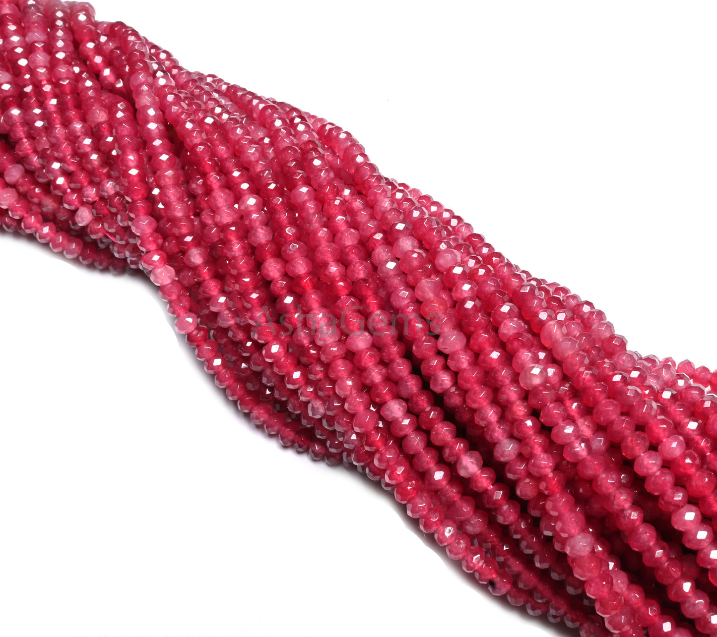 Beautiful Rubellite Pink Jade Quartz micro faceted Rondelle Shape Beads,4.5mm Fine Pink Jade Quartz machine cut Gemstone Bead Jewelry Making Craft