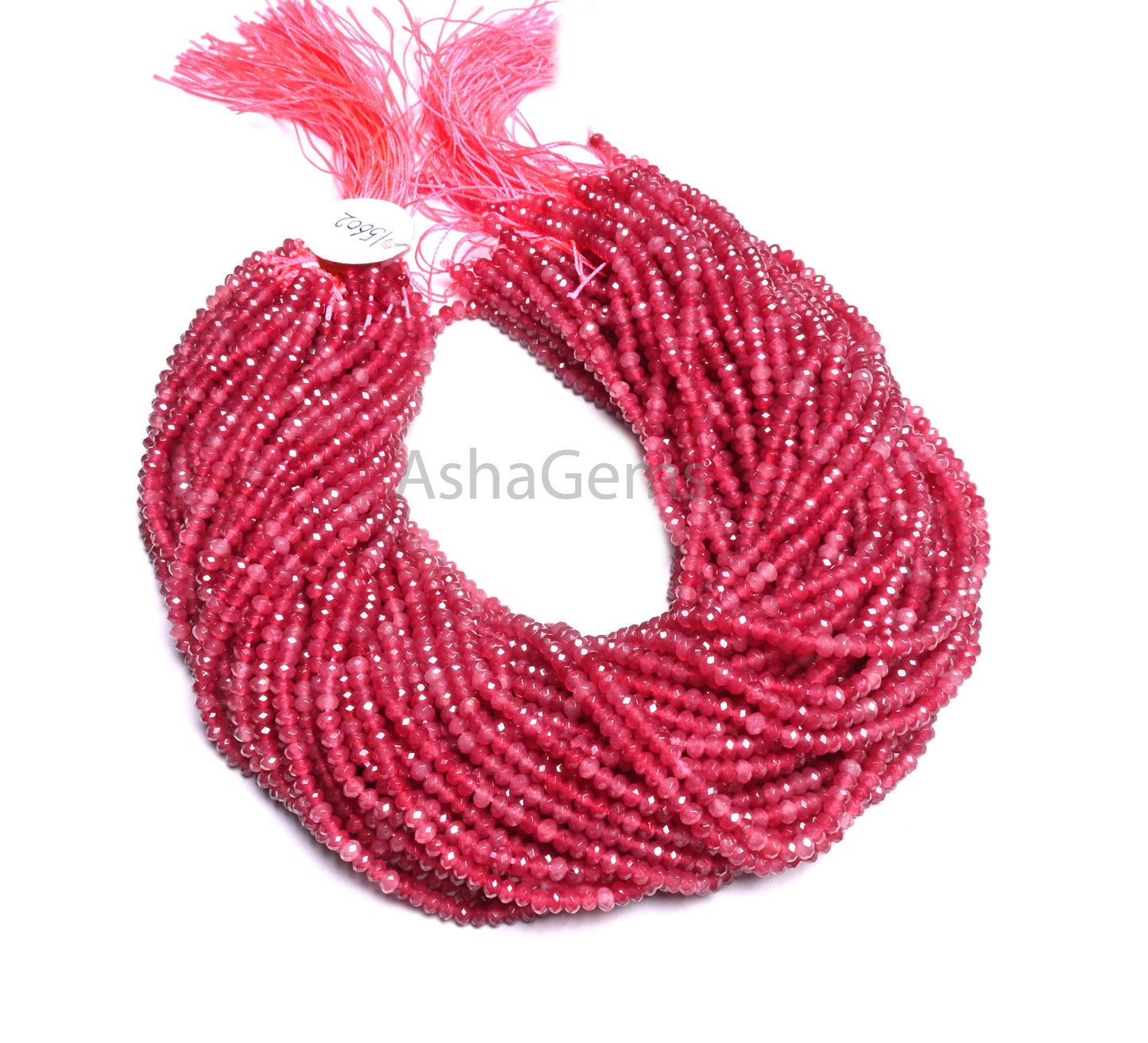 Beautiful Rubellite Pink Jade Quartz micro faceted Rondelle Shape Beads,4.5mm Fine Pink Jade Quartz machine cut Gemstone Bead Jewelry Making Craft