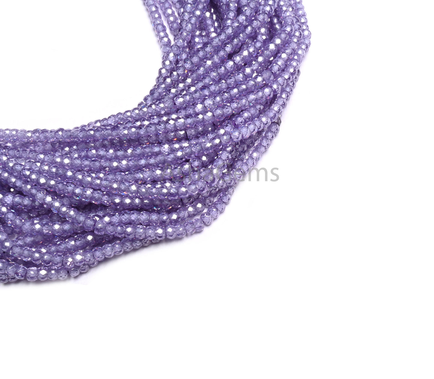 AAA Quality Light Purple Zircon Machine Cut Rondelle Beads,3.2 mm Purple Blue Cubic zircon Micro Faceted Rondelle Beads Jewelry making Craft