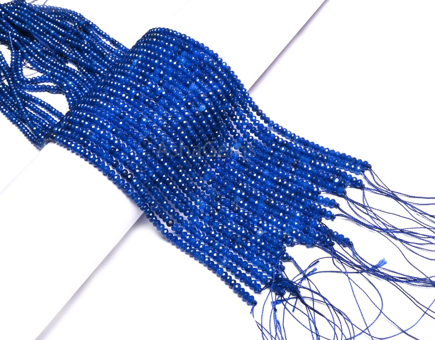 4.5 mm Fine Blue Lapis Color Jade Quartz faceted Rondelle Shape Beads, Blue Jade Quartz machine cut Gemstone Beads Jewelry makings Necklace