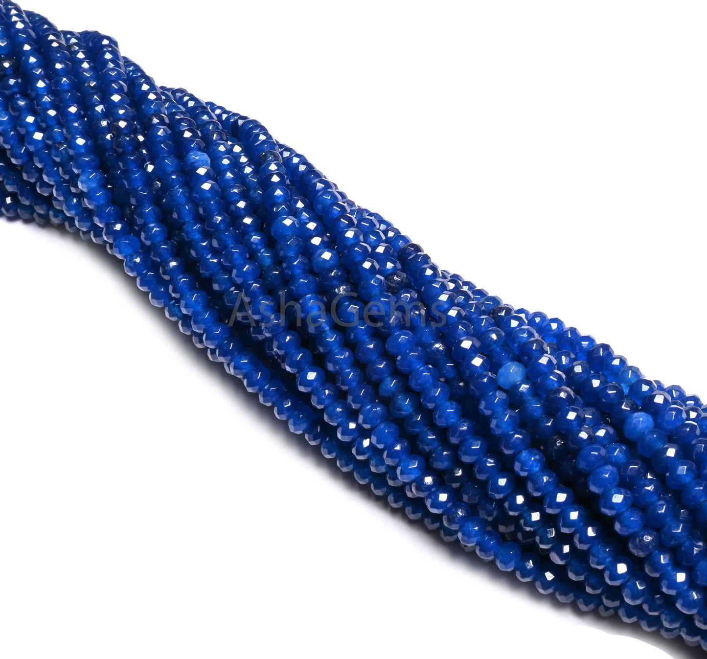4.5 mm Fine Blue Lapis Color Jade Quartz faceted Rondelle Shape Beads, Blue Jade Quartz machine cut Gemstone Beads Jewelry makings Necklace