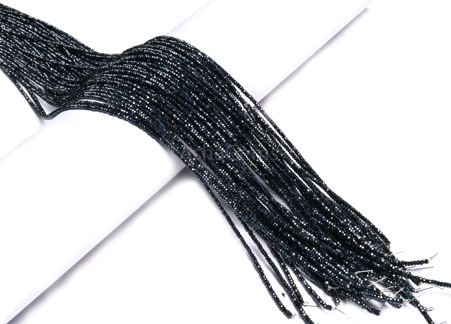 AAA+ Quality Black Spinal Silver Coated Micro faceted Flat Rondelle Beads,2.2x1.1 mm Natural Spinel Diamond machine Cut Spinel Beads Jewelry