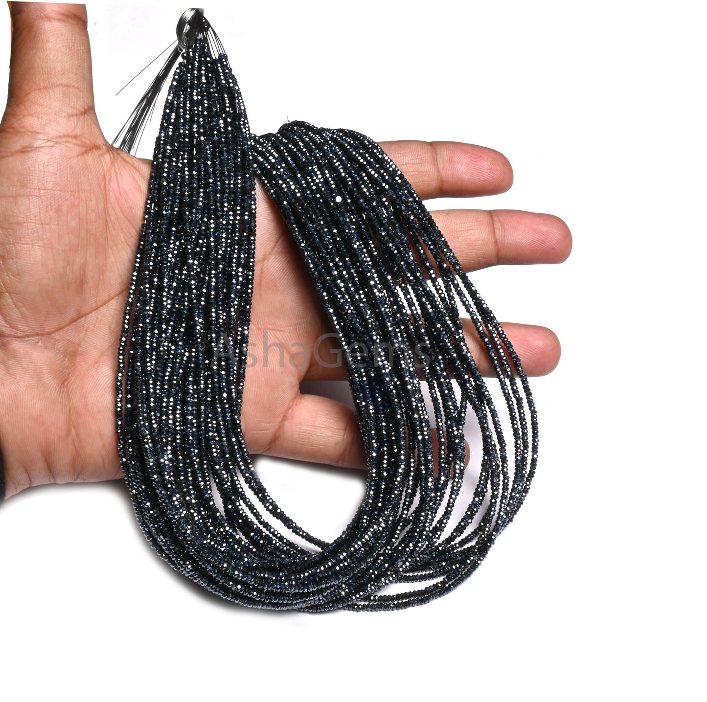 AAA+ Quality Black Spinal Silver Coated Micro faceted Flat Rondelle Beads,2.2x1.1 mm Natural Spinel Diamond machine Cut Spinel Beads Jewelry