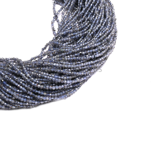 AAA Quality Blue Iolite Micro Cut Beads,13"Strand,2mm Natural Blue Iolite Rondelle Shape faceted Gemstone Bead Necklace Jewelry Making Craft