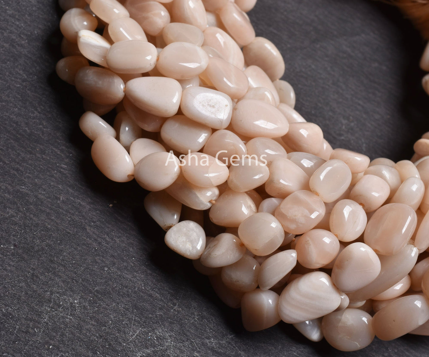 13" Strand Natural Peach Moonstone Nugget Shape Beads, Light Pink Moonstone Smooth Handmade Tumble Beads Jewelry Making Craft Moonstone Bead