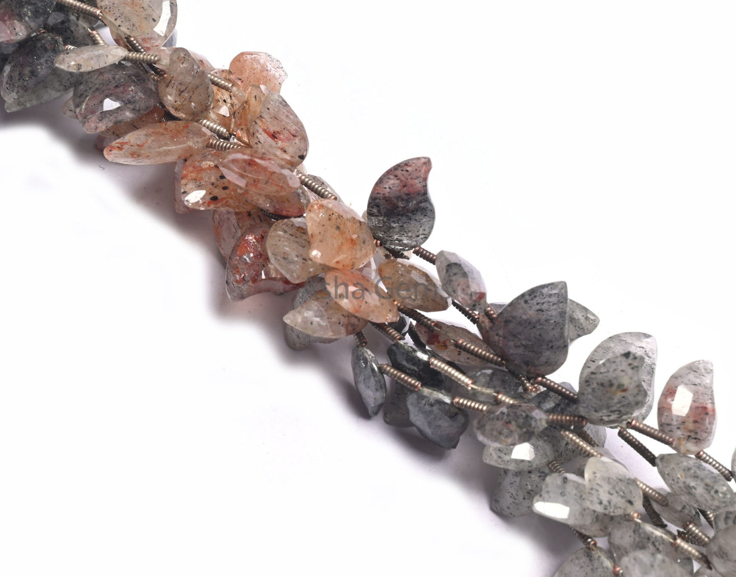 Beautiful Dot Quartz Fancy Mango Shape Faceted Gemstone Beads, Shaded Black Red Dot Quartz Side Drill Keri Fancy Briolette Bead Jewelry SALE (AG 18537 )