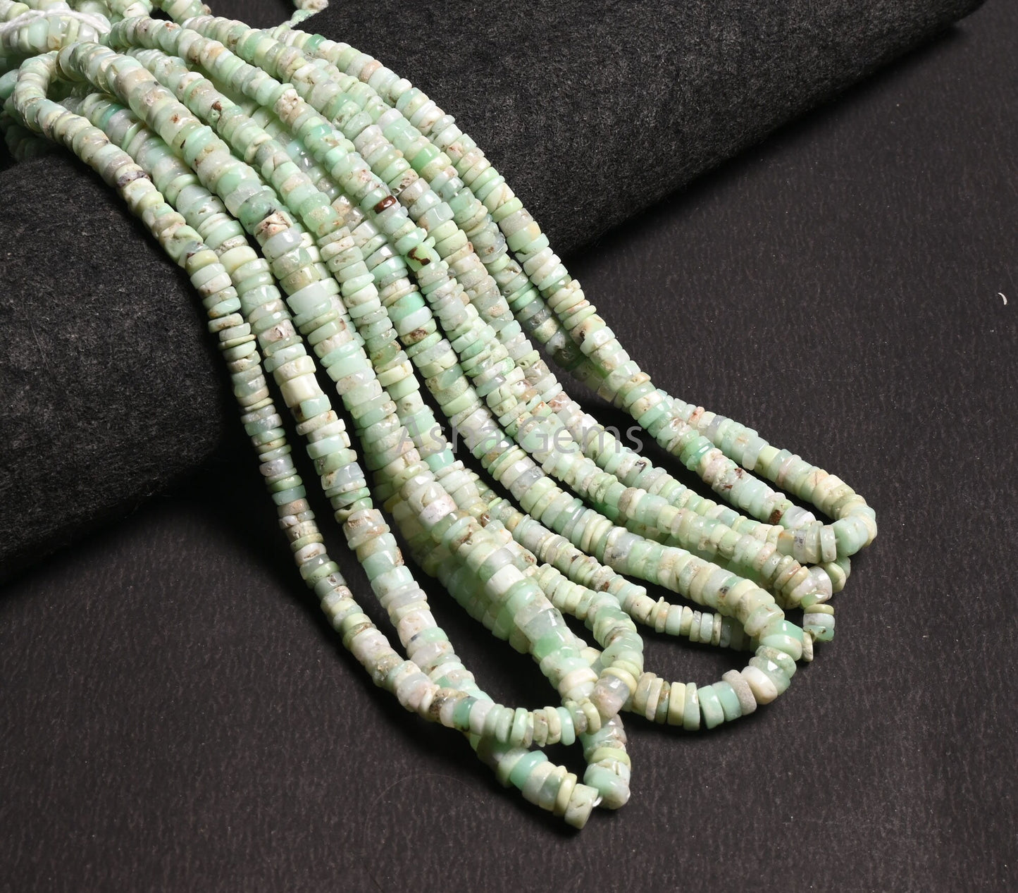 Natural Green Chrysoprase Smooth Heishi Tyre Beads Strand Shaded Green Chrysoprase Flat Tyre Beads Handmade Wheel Shape Beads Jewelry Making