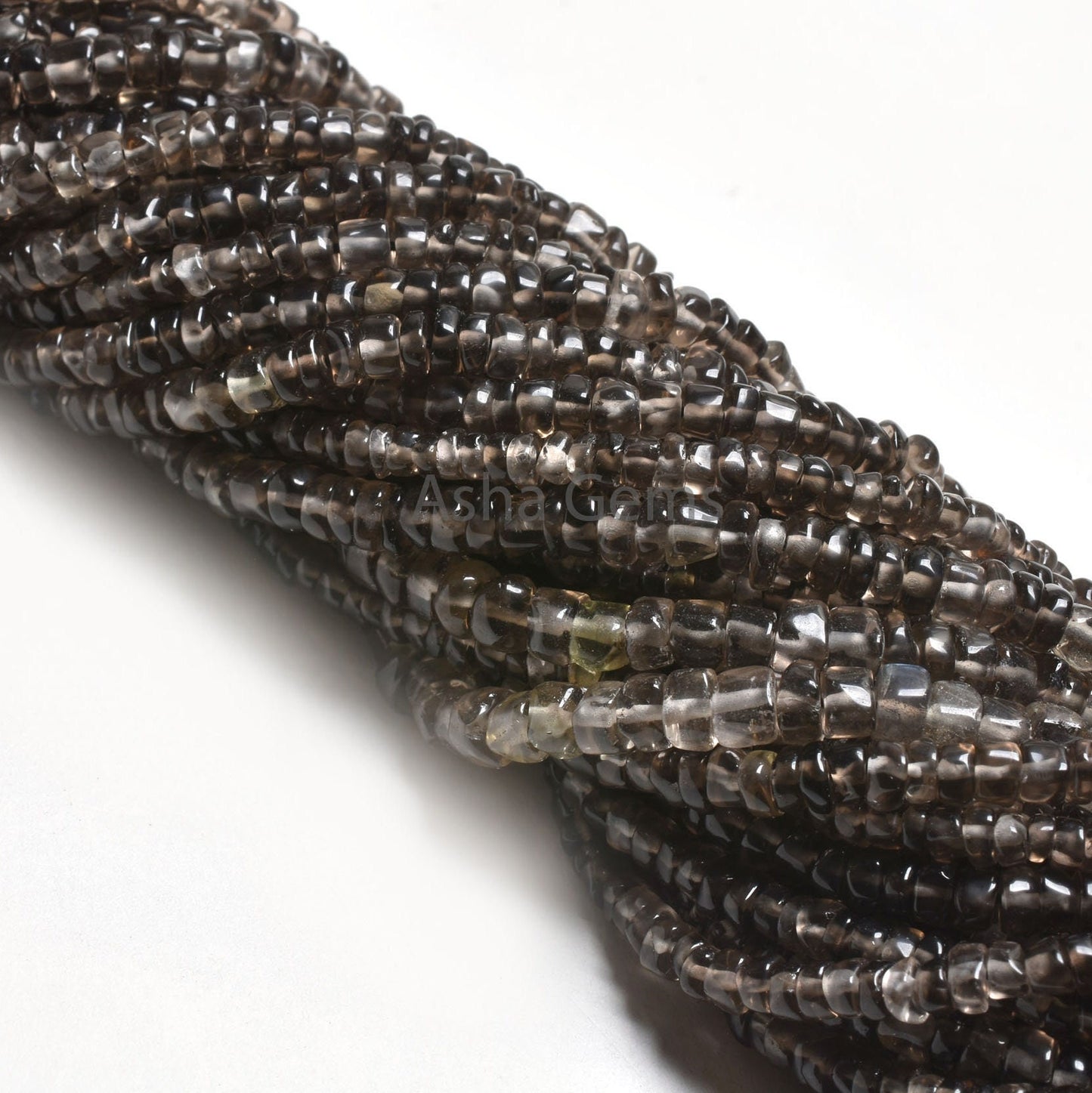Beautiful Smoky Quartz Smooth Uneven Shape Rondelle Handmade Gemstone Beads,12" Strand Natural Smoky Beads, Smoky Plain Beads Jewelry Making